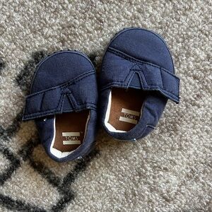 TOMS Navy Canvas Baby Slip-On Shoes